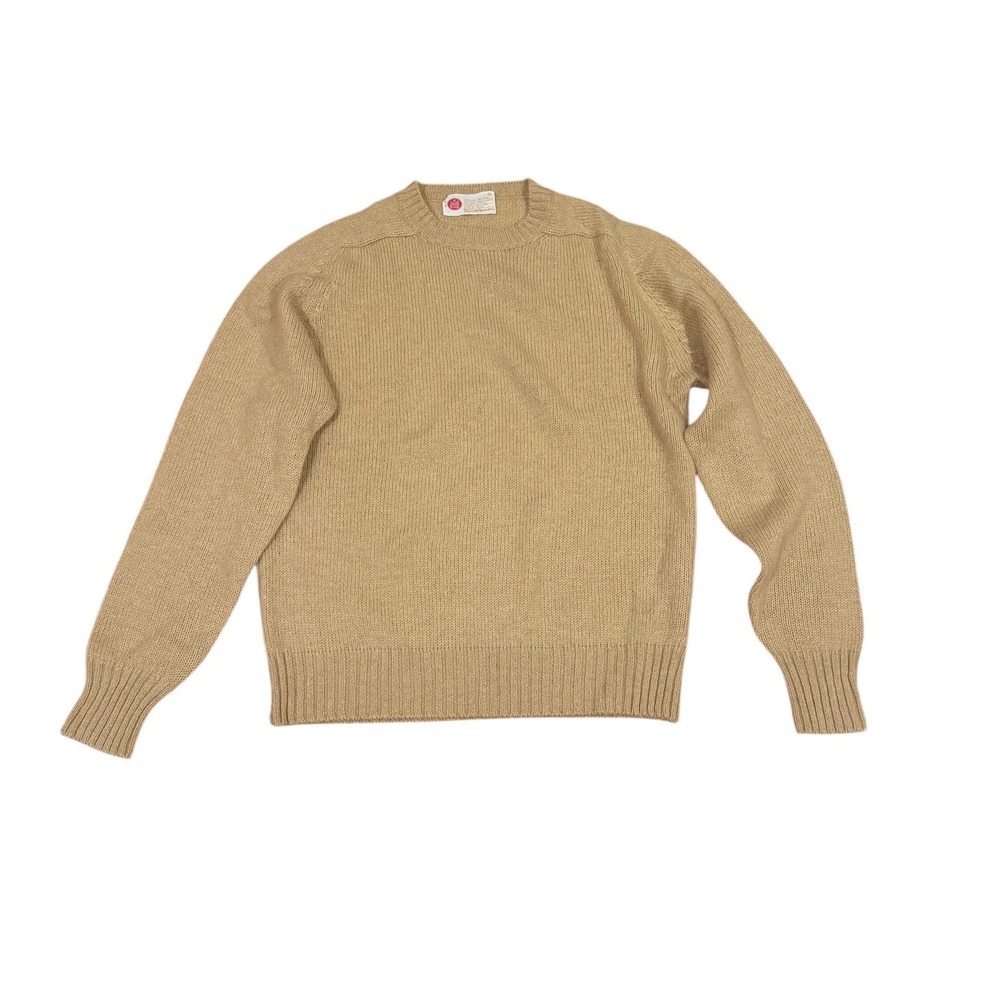 Vtg 70s NWOT Kings Road Sears Mens Wool Blend Crewneck Sweater Tan Academia XL
